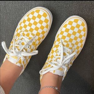 Yellow Checker lace up Vans